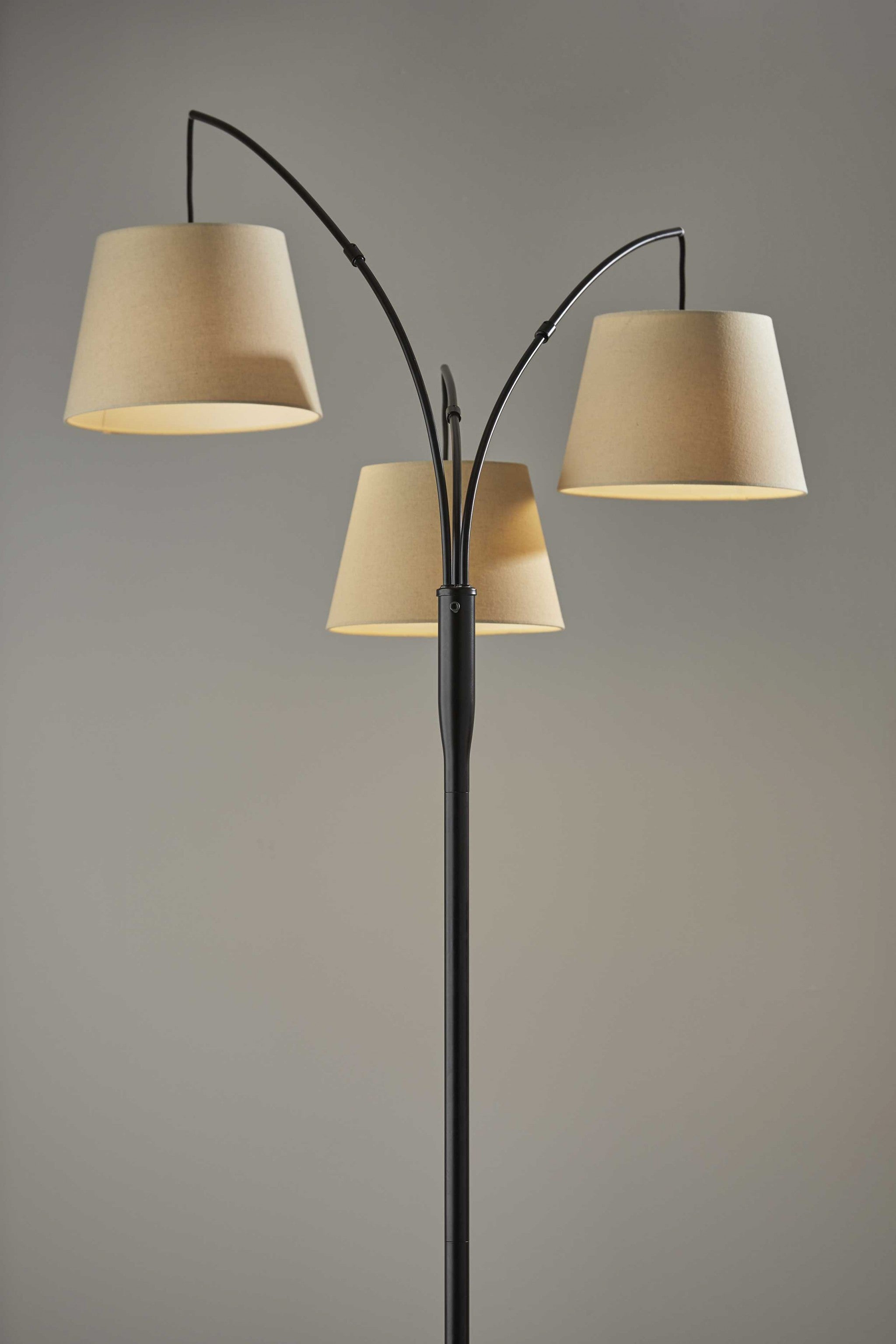 Three Light Adjustable Arm Dark Bronze Floor Lamp