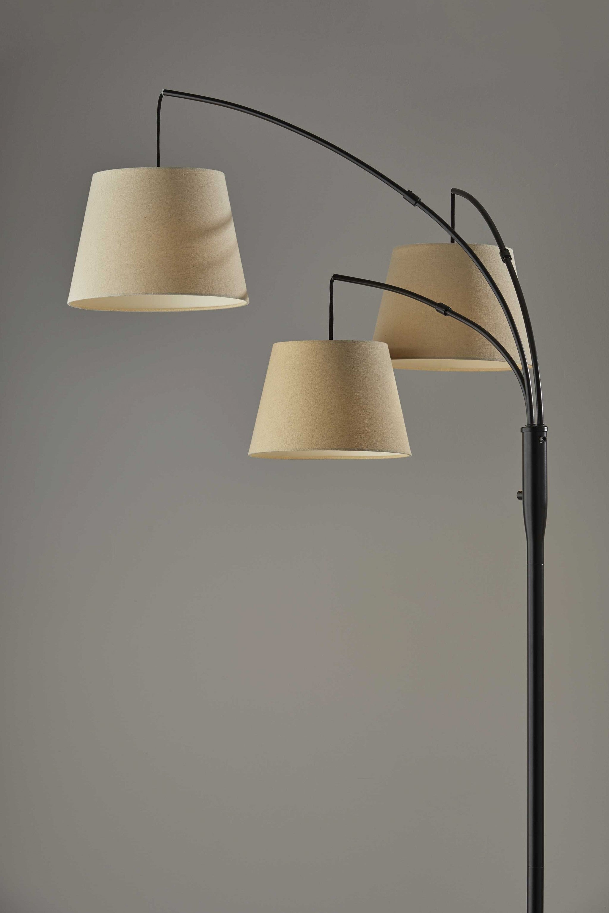 Three Light Adjustable Arm Dark Bronze Floor Lamp