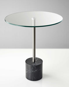 17.75" X 17.75" X 21" Brushed steel Black Marble End Table