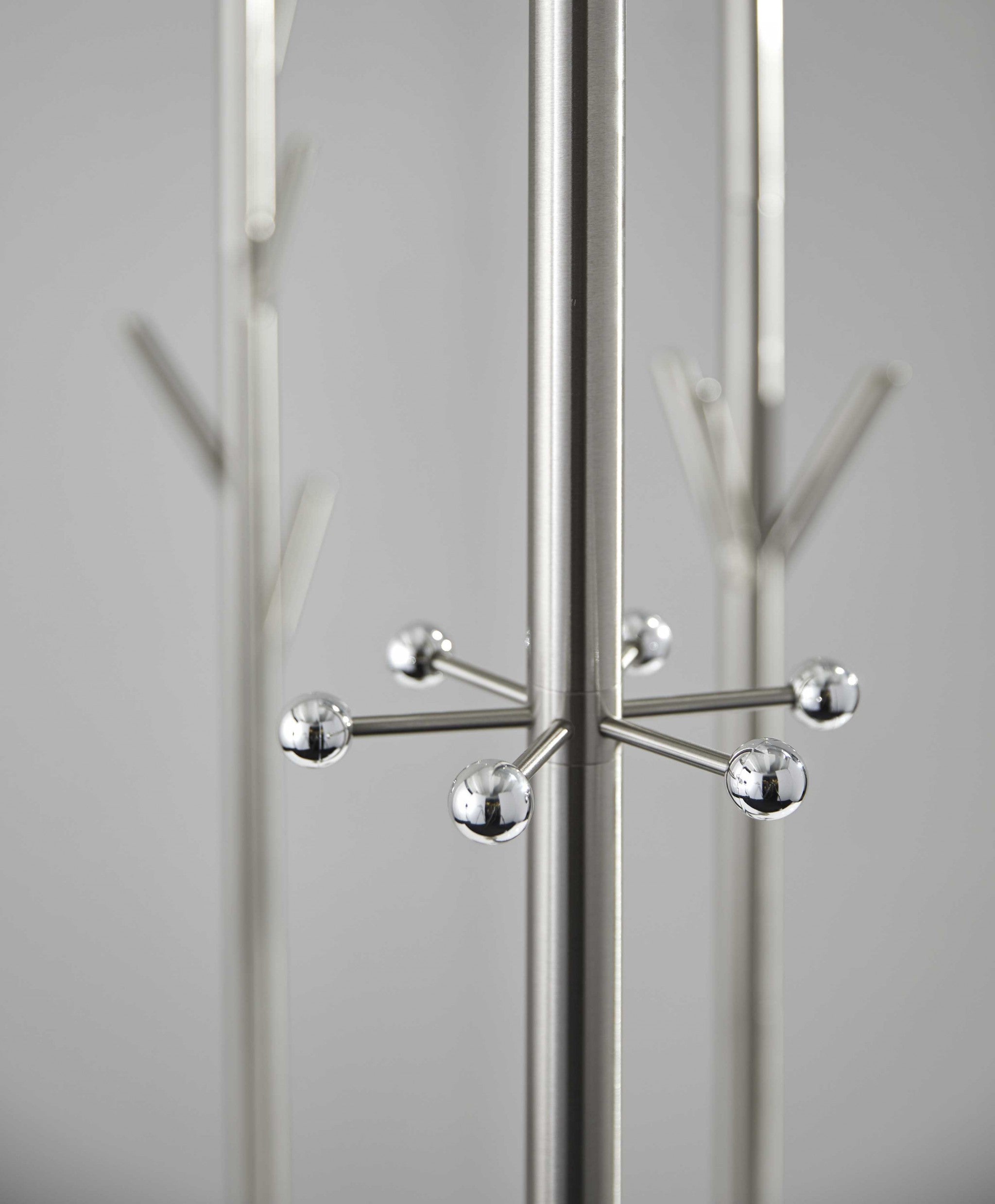 12" X 67" Brushed Steel Brushed Steel Coat Rack