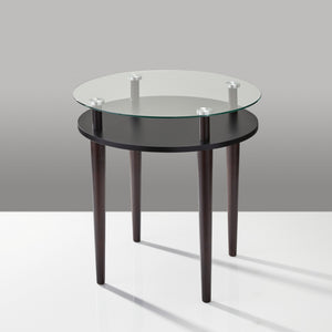 Modern Round Black and Glass Side End Table