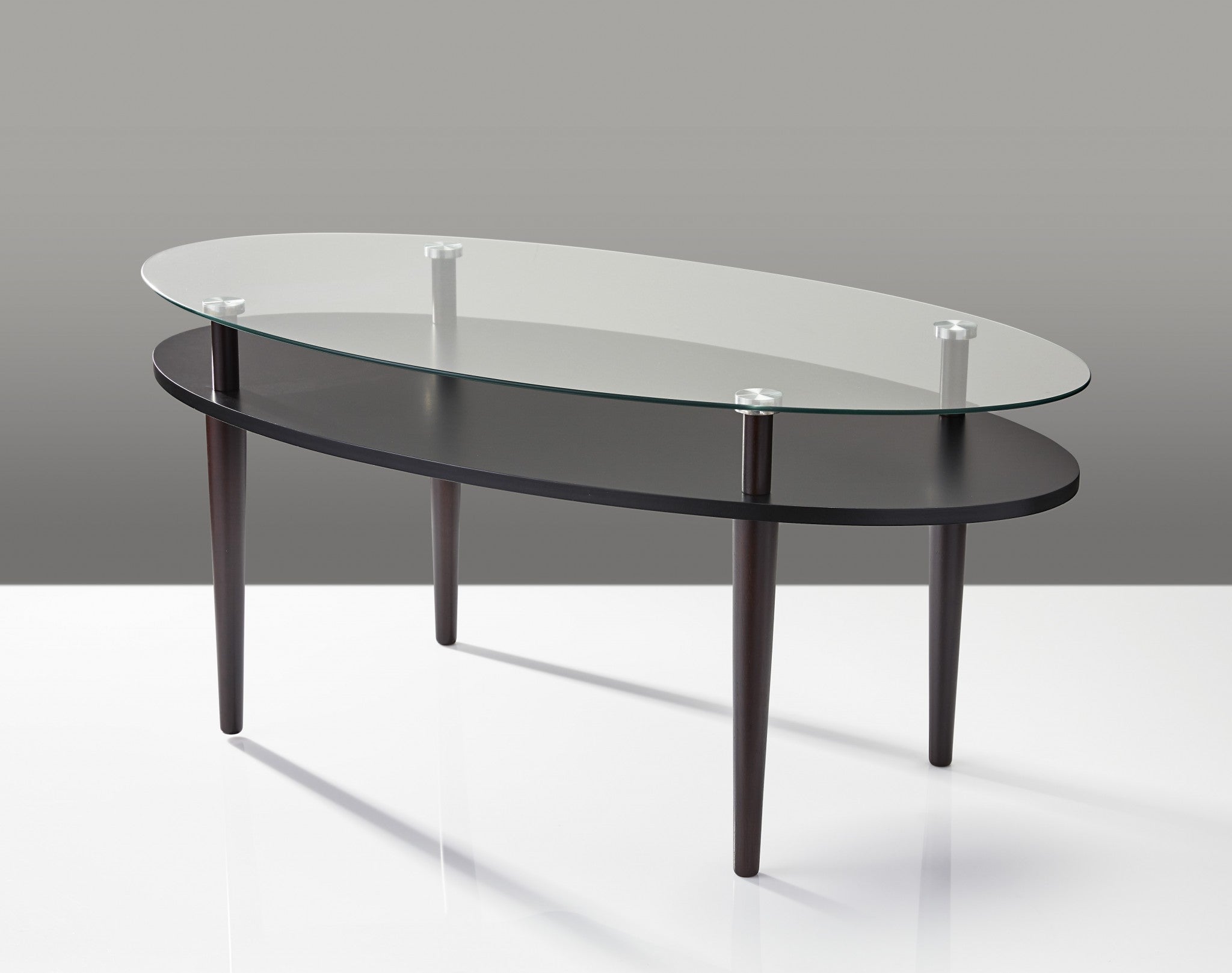 Modern Oval Black and Glass Cofee Table