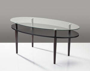 Modern Oval Black and Glass Cofee Table