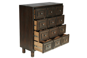 43" X 18" X 47" Dark Brown Pine Wood Chest