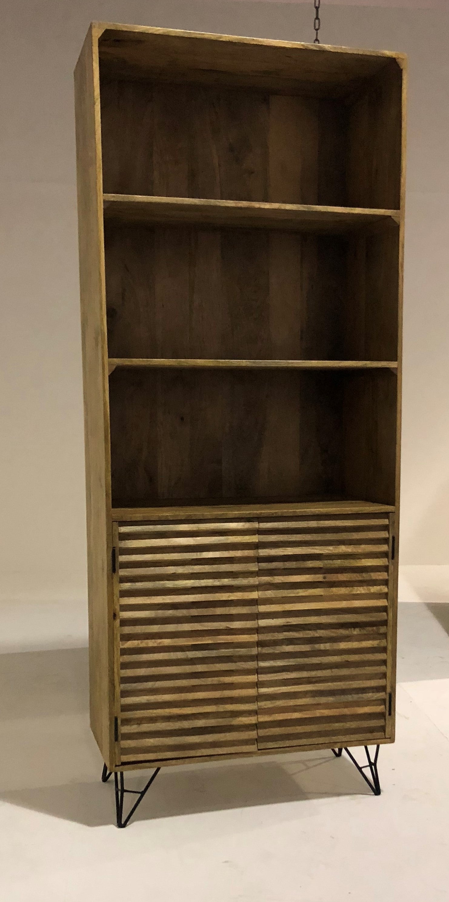 17" X 33" X 82" Natural Iron Wood Bookshelf
