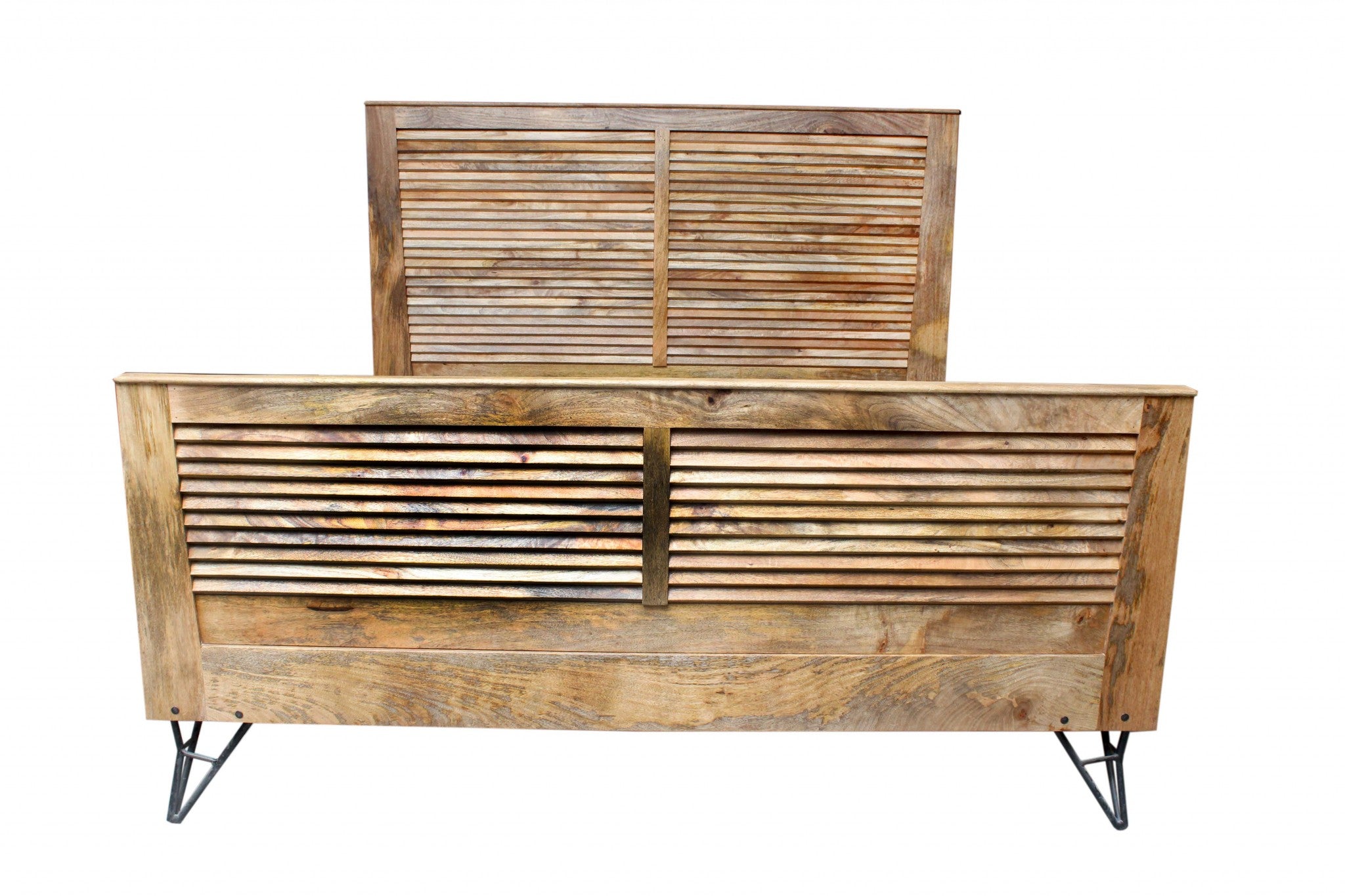 76" X 80" X 61" Natural/Black Iron Wood King Size Bed