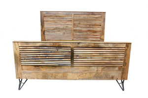 76" X 80" X 61" Natural/Black Iron Wood King Size Bed