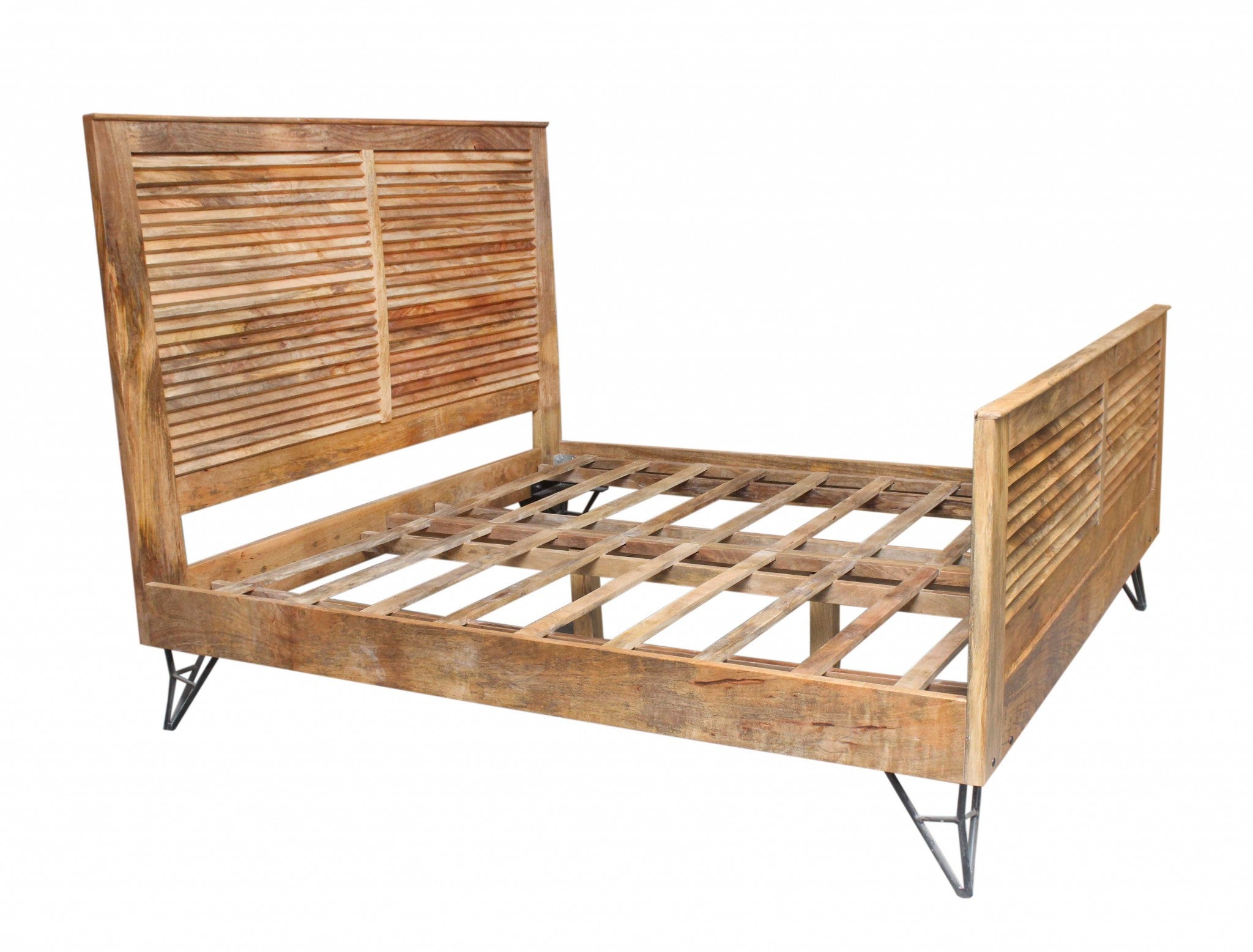 76" X 80" X 61" Natural/Black Iron Wood King Size Bed