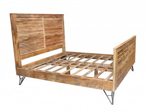 76" X 80" X 61" Natural/Black Iron Wood King Size Bed