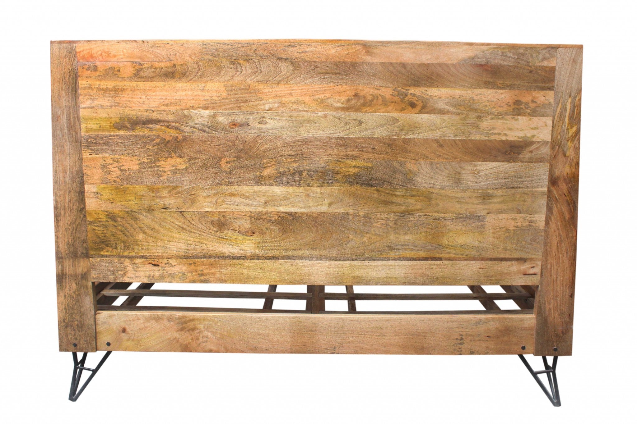 76" X 80" X 61" Natural/Black Iron Wood King Size Bed
