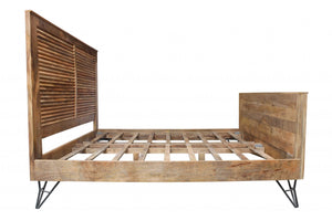 76" X 80" X 61" Natural/Black Iron Wood King Size Bed