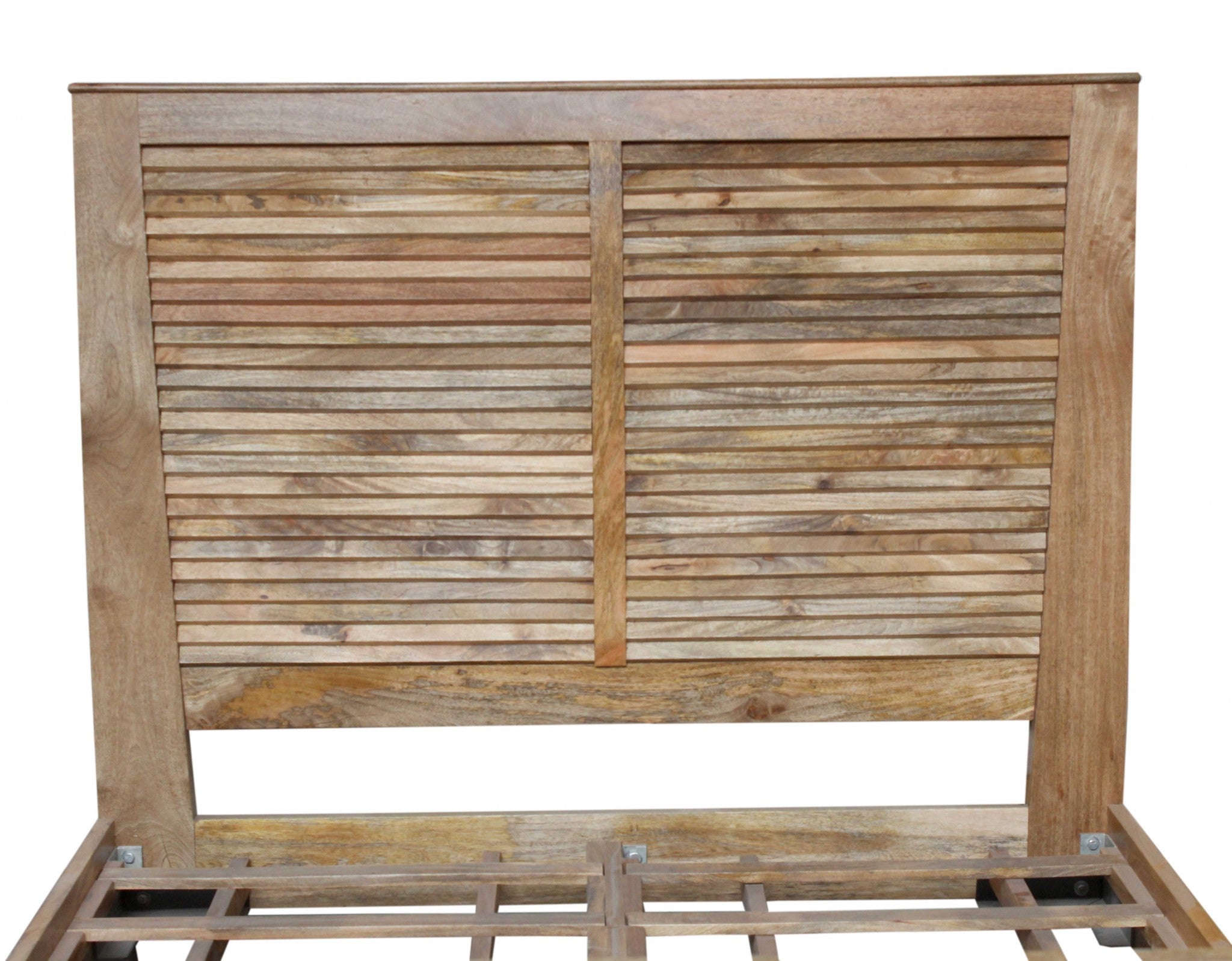 60" X 80" X 61" Natural/Black Iron Wood Queen Size Bed