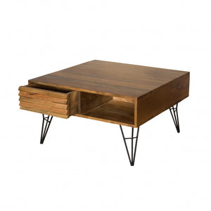 32" X 32" X 16" Natural/Black Mango Coffee Table