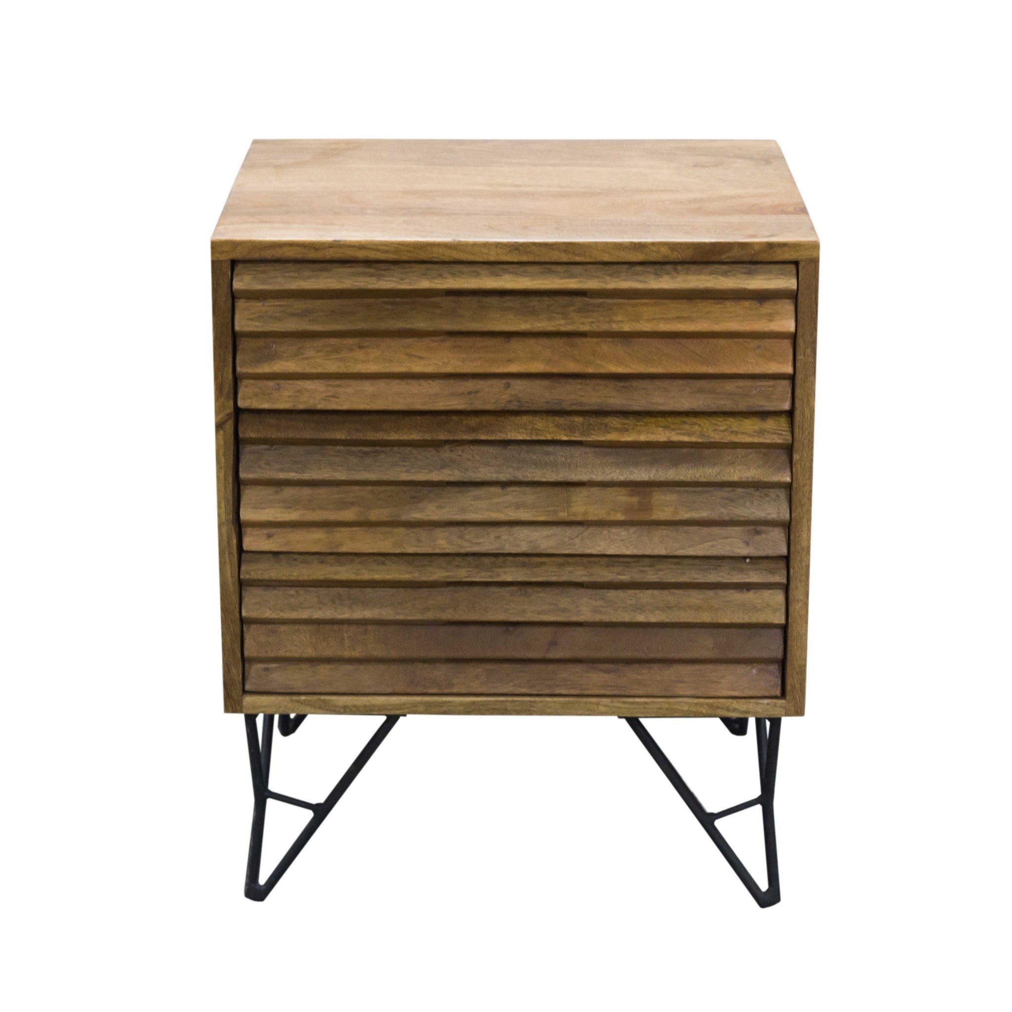 16" X 18" X 22" Natural/Black Mango 2-Drawer Nightstand