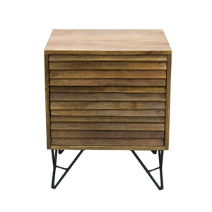 16" X 18" X 22" Natural/Black Mango 2-Drawer Nightstand