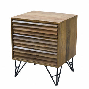 16" X 18" X 22" Natural/Black Mango 2-Drawer Nightstand