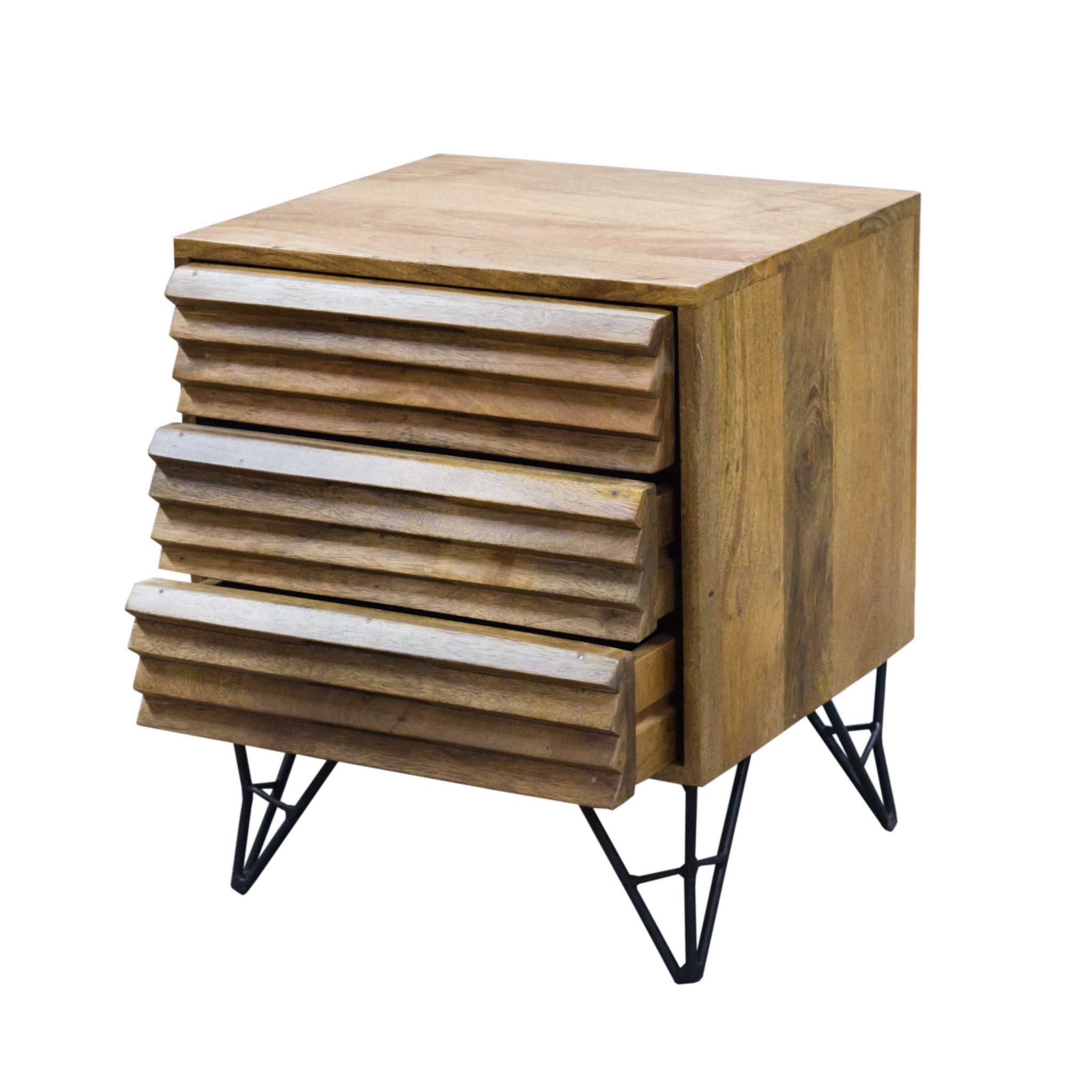 16" X 18" X 22" Natural/Black Mango 2-Drawer Nightstand