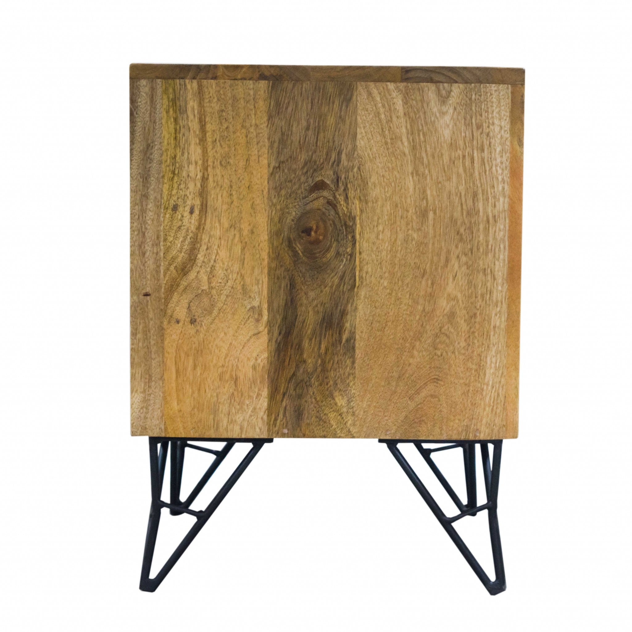 16" X 18" X 22" Natural/Black Mango 2-Drawer Nightstand