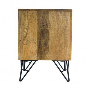 16" X 18" X 22" Natural/Black Mango 2-Drawer Nightstand