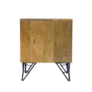 16" X 18" X 22" Natural/Black Mango 2-Drawer Nightstand