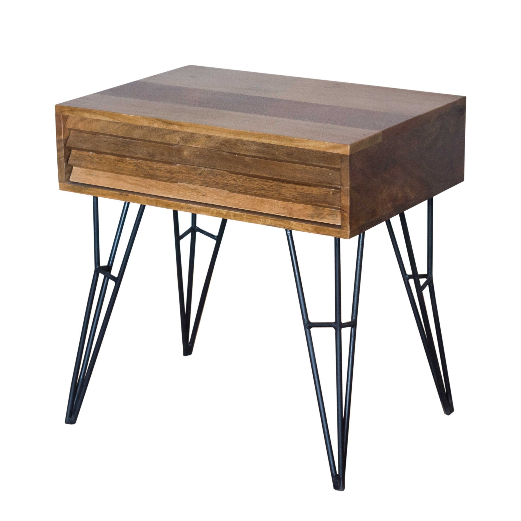 16" X 23" X 23" Natural/Black Mango 1-Drawer Nightstand