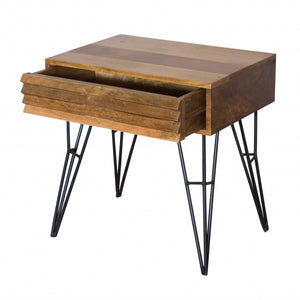 16" X 23" X 23" Natural/Black Mango 1-Drawer Nightstand