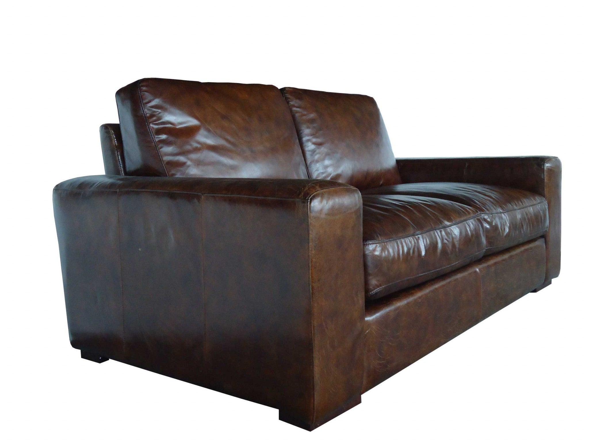 42" X 72" X 34" Brown Full Leather Sofa 2 Seater