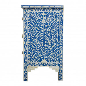 19" X 55" X 35" Blue Bone Resin Mdf Birchwood Ply Chest 7 Drawers