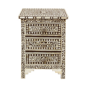 17" X 16" X 24" Brown Bone Birchwood Ply Nightstand 3 Drawers