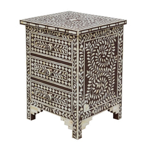 17" X 16" X 24" Brown Bone Birchwood Ply Nightstand 3 Drawers
