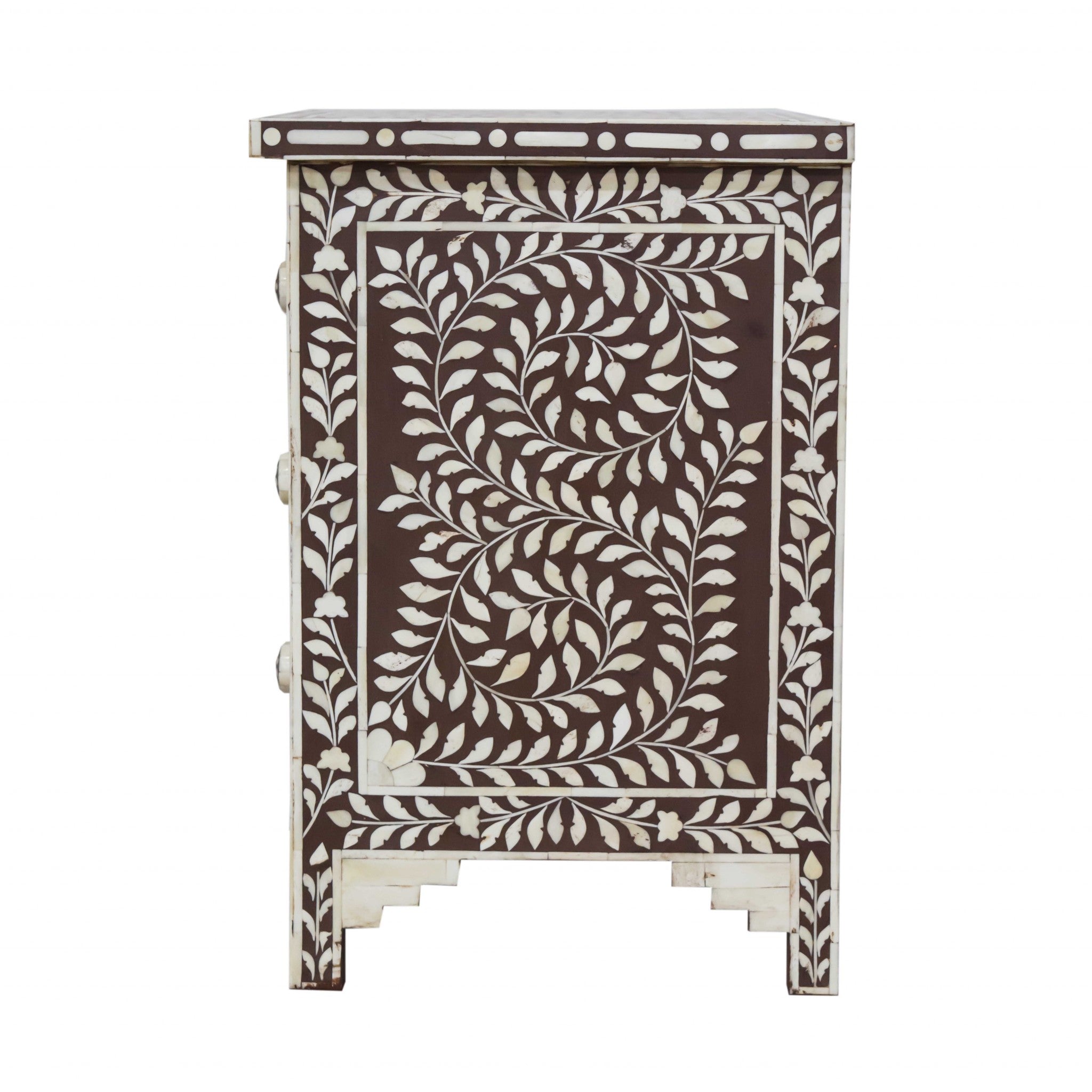 17" X 16" X 24" Brown Bone Birchwood Ply Nightstand 3 Drawers