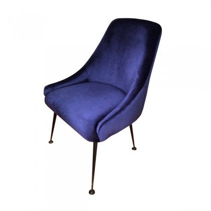 23" X 25" X 35" Cobalt Blue And Matte Black Metal Chair