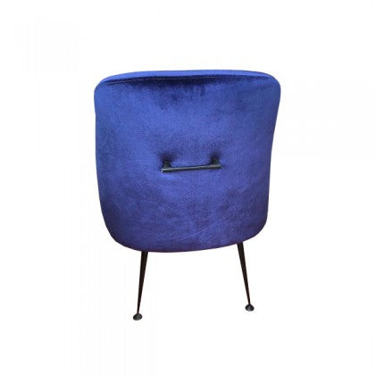 23" X 25" X 35" Cobalt Blue And Matte Black Metal Chair