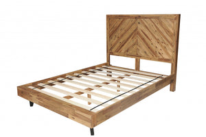 80" X 88" X 54" Natural Acacia Wood 7 Plywood Metal King Size Bed