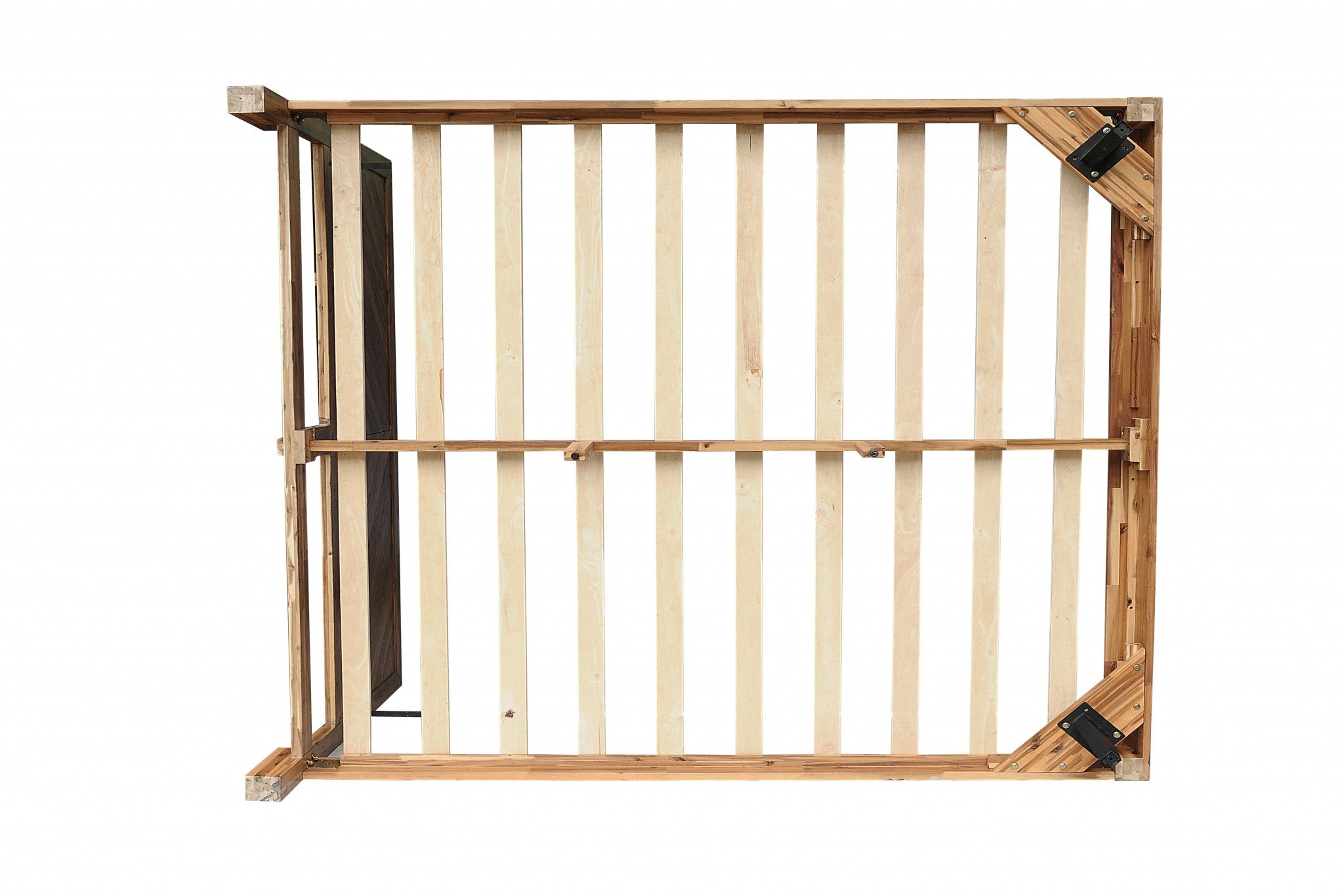 80" X 88" X 54" Natural Acacia Wood 7 Plywood Metal King Size Bed