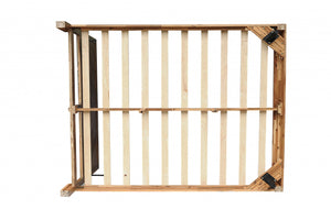 80" X 88" X 54" Natural Acacia Wood 7 Plywood Metal King Size Bed