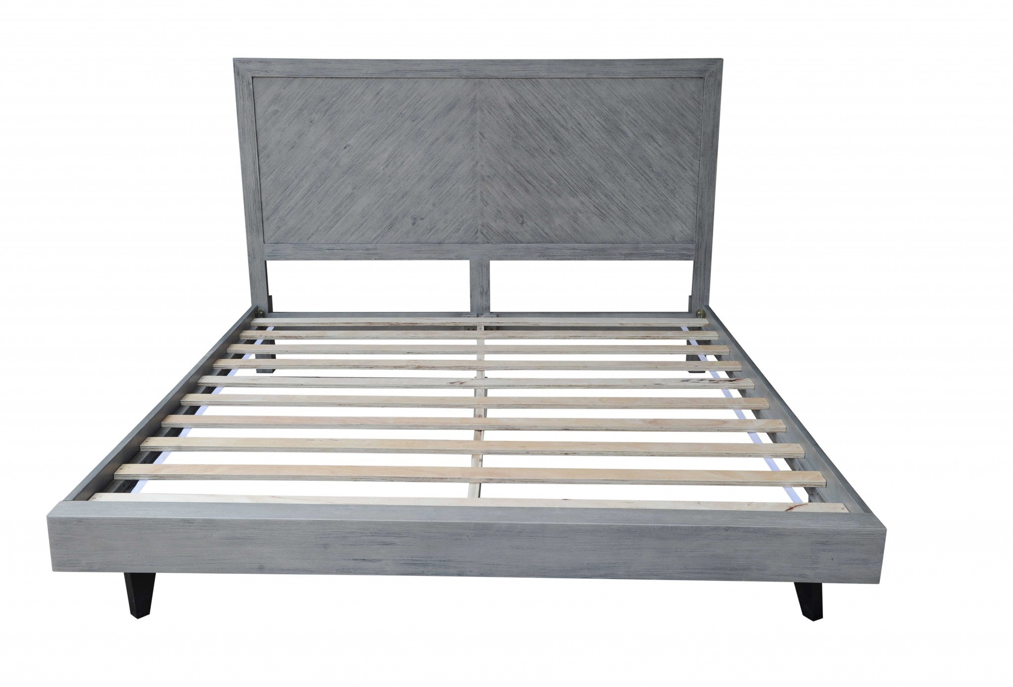 80" X 88" X 54" Black Acacia Wood Metal King Size Bed