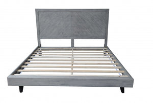 80" X 88" X 54" Black Acacia Wood Metal King Size Bed