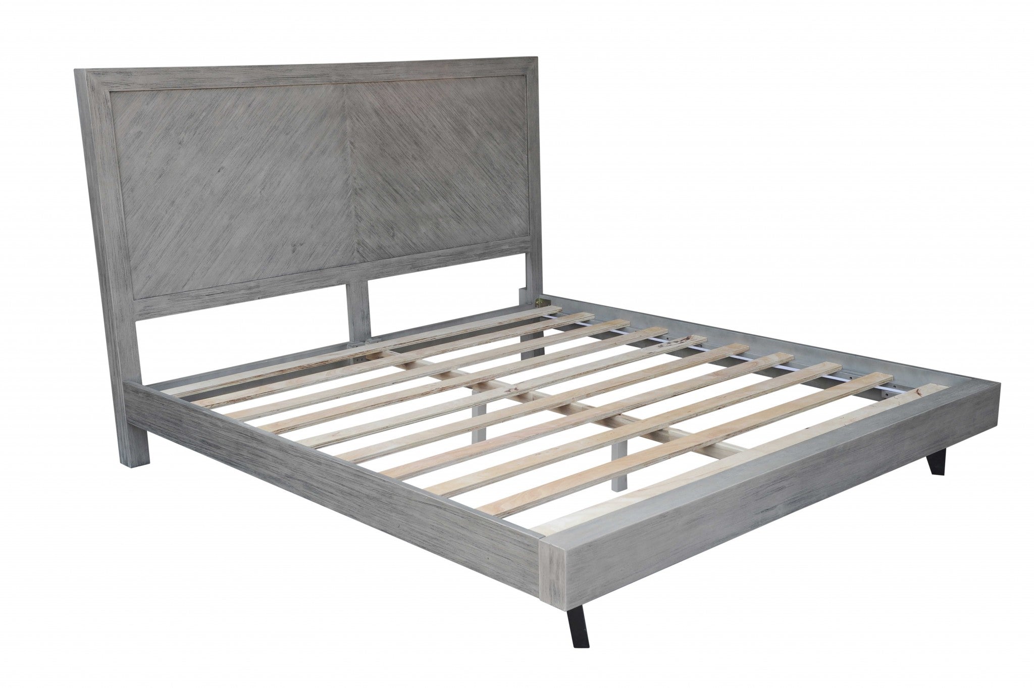 80" X 88" X 54" Black Acacia Wood Metal King Size Bed