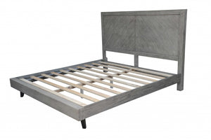 80" X 88" X 54" Black Acacia Wood Metal King Size Bed