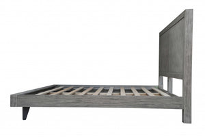 80" X 88" X 54" Black Acacia Wood Metal King Size Bed