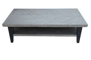 28" X 56" X 17" Black Acacia Wood Metal Coffee Table