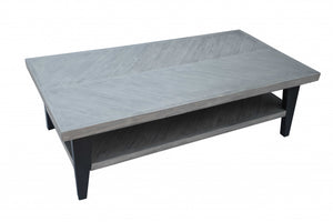 28" X 56" X 17" Black Acacia Wood Metal Coffee Table