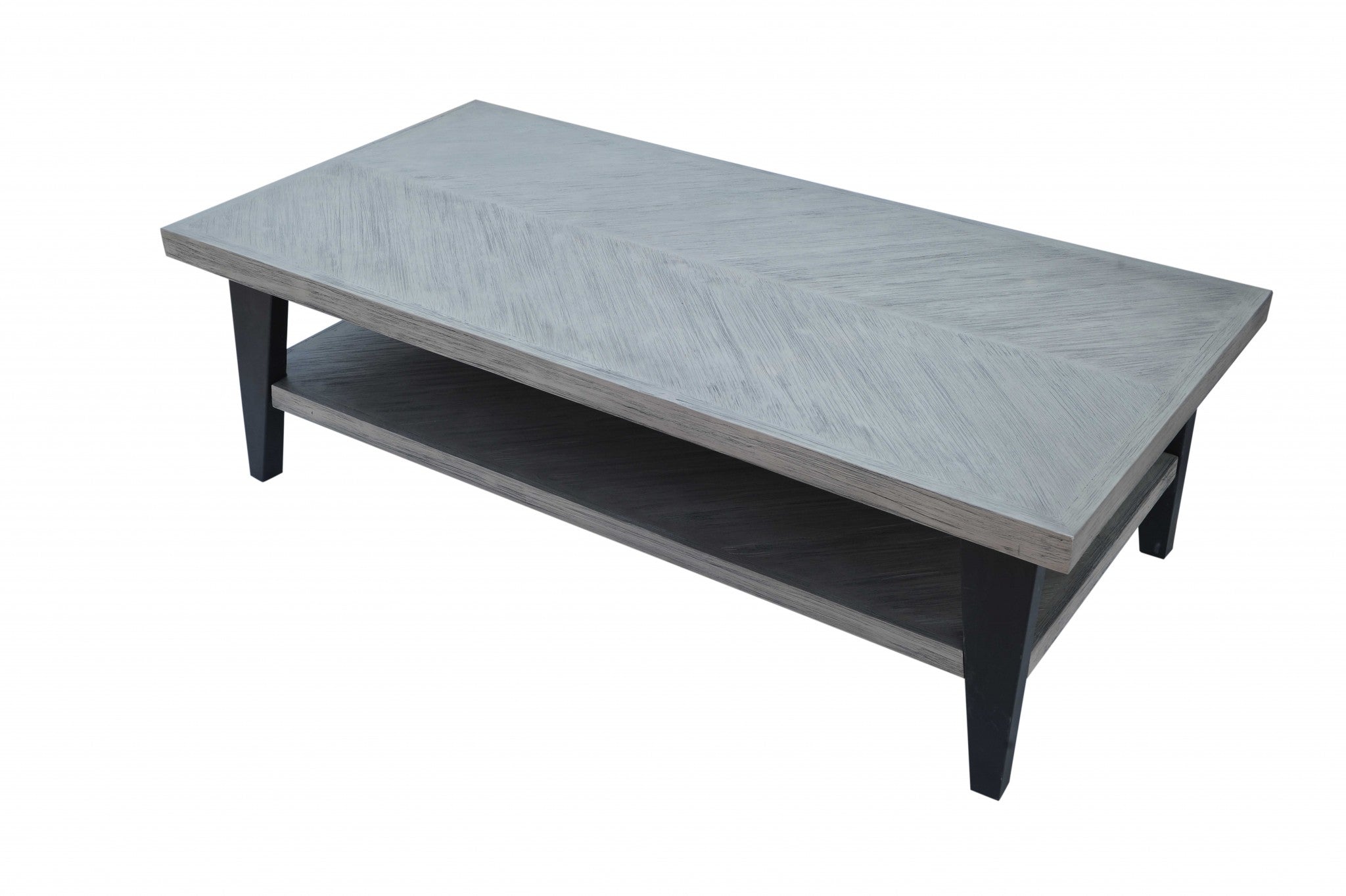28" X 56" X 17" Black Acacia Wood Metal Coffee Table