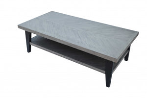 28" X 56" X 17" Black Acacia Wood Metal Coffee Table