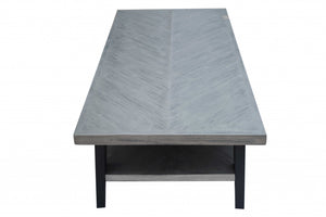 28" X 56" X 17" Black Acacia Wood Metal Coffee Table
