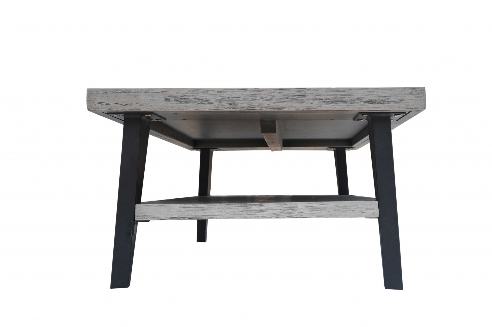 28" X 56" X 17" Black Acacia Wood Metal Coffee Table