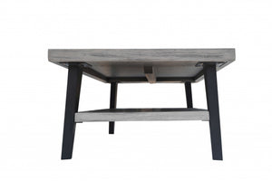 28" X 56" X 17" Black Acacia Wood Metal Coffee Table