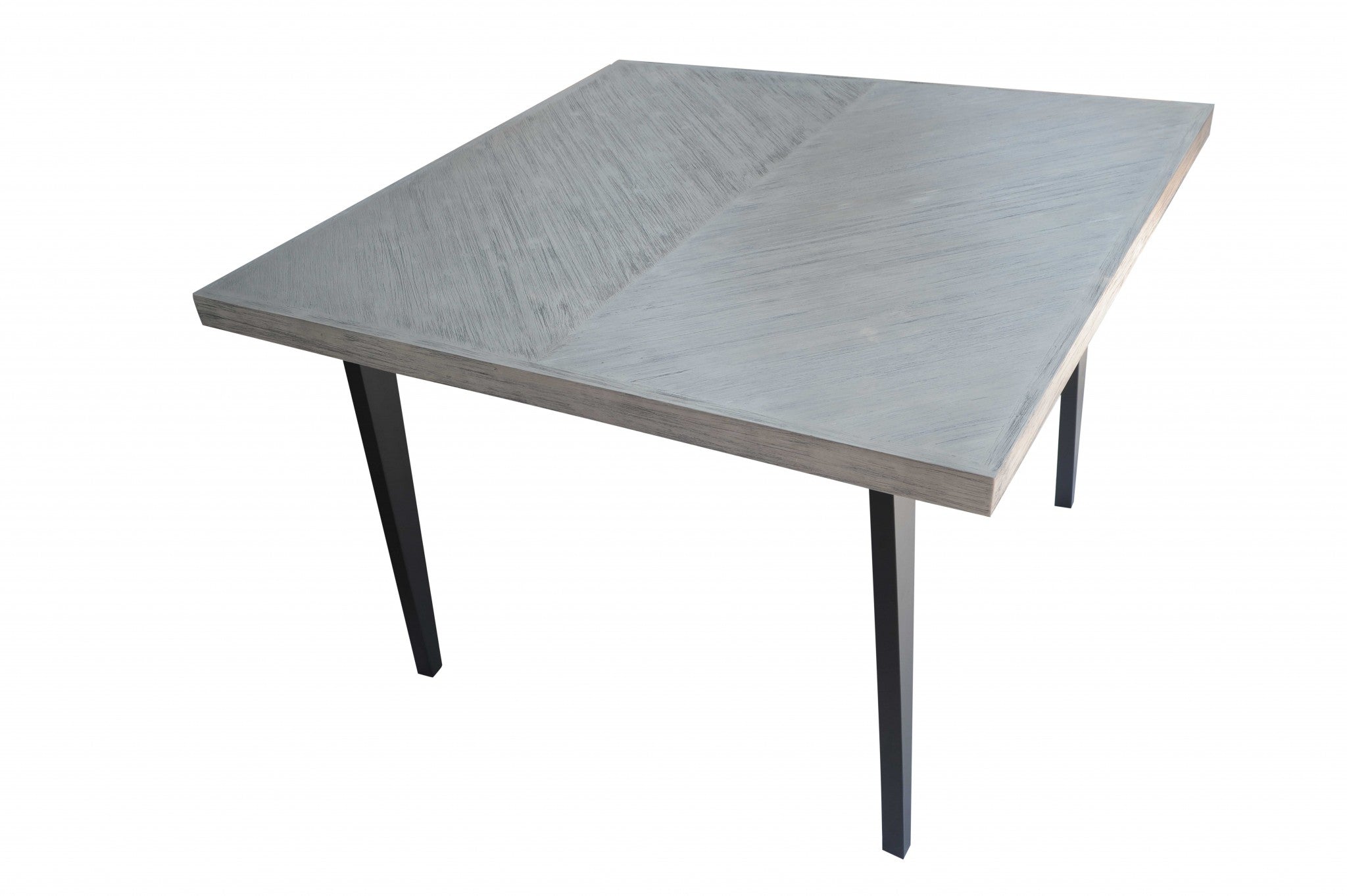 54" X 54" X 36" Black Acacia Top Metal Square Counter Height Dining Table