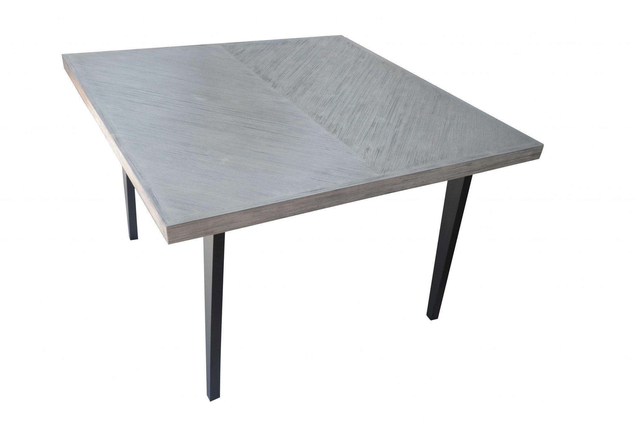 54" X 54" X 36" Black Acacia Top Metal Square Counter Height Dining Table